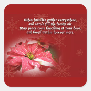 Poinsettia in Red and White Square Sticker