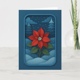 Poinsettia in Snowy Forest Card