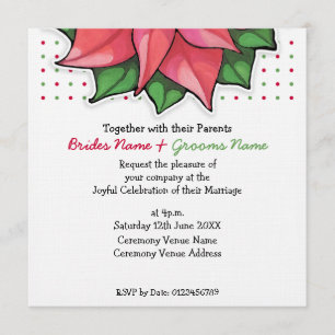 Poinsettia Joy dots top Wedding Invitation
