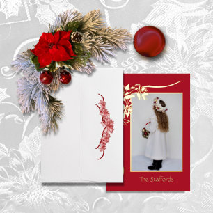 Poinsettia Joy Foil Christmas Card