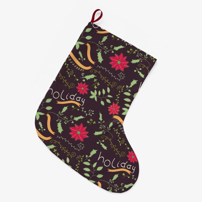 poinsettia large christmas stocking (Front (Hanging))
