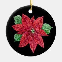 Poinsettia MEMORIAL Ornament/Black - Customise!