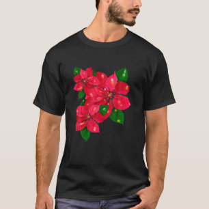 Poinsettia Merry Christmas Flower Happy Xmas T-Shirt