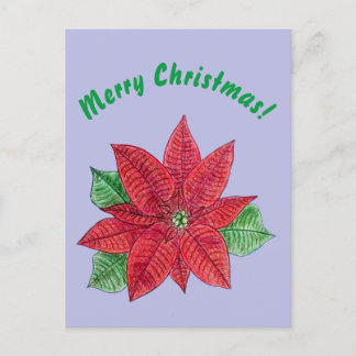 Poinsettia - Merry Christmas Postcard - Lavender