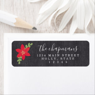 Poinsettia Merry Christmas Return Address Label