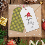 Poinsettia Minimal Green Gingham Merry Christmas Gift Tags<br><div class="desc">This minimal classic design features a hand drawn poinsettia and classic green gingham check on the back for that cosy,  traditional holiday feeling with a hint of whimsy. Original art by Malissa Melrose..</div>