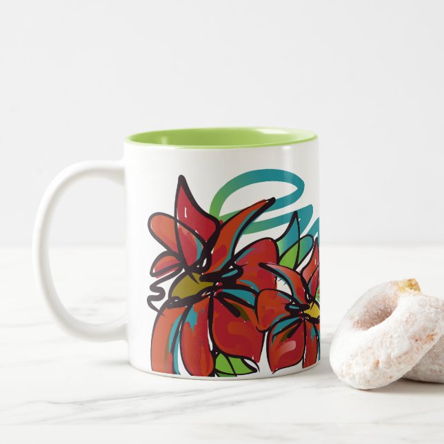 Poinsettia Mug two-tone (With Donut)