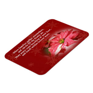 Poinsettia on Red With Poem Magnet