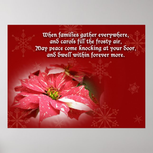 Poinsettia on Red With Poem Poster (Front)