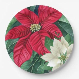 Poinsettia Paper Plate