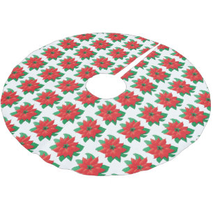 Poinsettia Pattern Christmas Tree Skirt