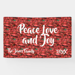 Poinsettia Peace Love and Joy Banner