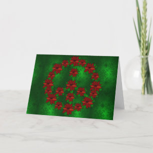 Poinsettia Peace Sign Holiday Card