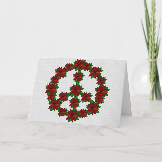 Poinsettia Peace Sign Holiday Card (Front)