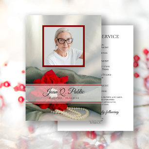 Poinsettia Pearls Winter Funeral Service Memorial Programme