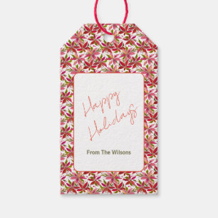 Poinsettia Personalized Happy Holiday Gift Tags