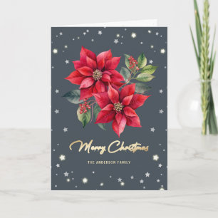 Poinsettia Photo Merry Christmas Card