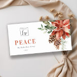 Poinsettia Pine Peace Christmas Logo Business Holiday Card<br><div class="desc">If you need any further customization please feel free to message me on yellowfebstudio@gmail.com.</div>