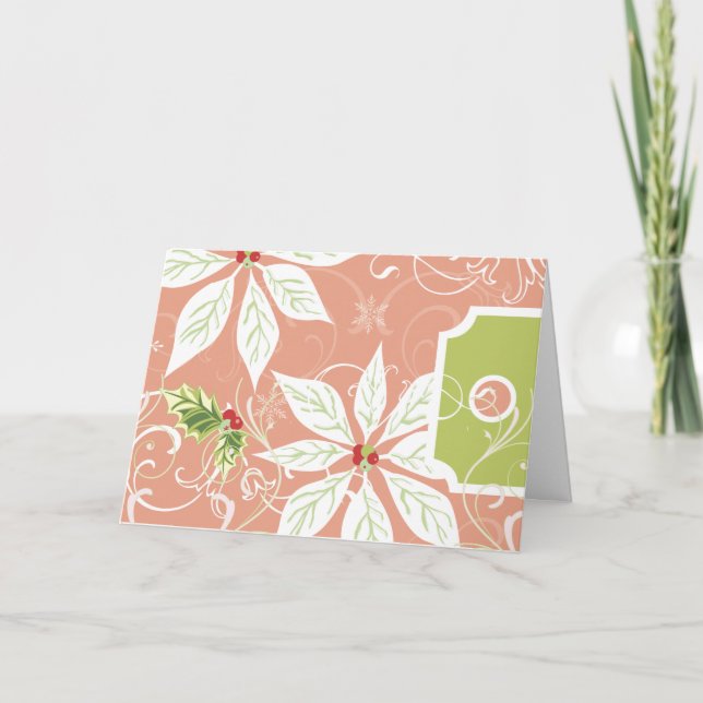 Poinsettia  |  Pink Holiday Greeting Cards (Front)