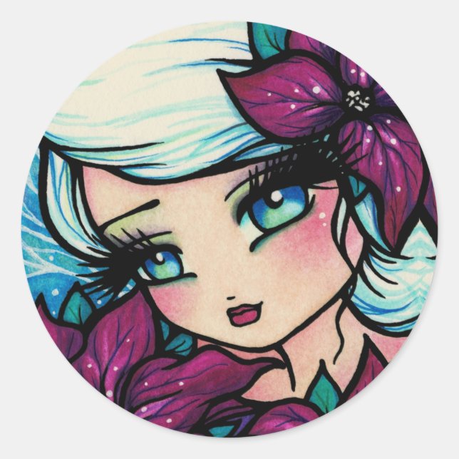 "Poinsettia Pixie" Christmas Winter Snow Sticker (Front)