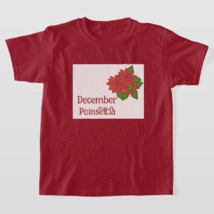 Poinsettia Plant Watercolor December Birthday Kids T-Shirt