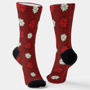Poinsettia Polka Dots Socks