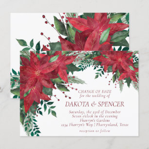 Poinsettia Red and Green Christmas Flower Wedding Invitation