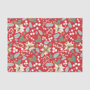 Poinsettia red background winter holiday wrapping  tissue paper