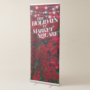 Poinsettia Red Berries Holiday Photo Vertical Retractable Banner