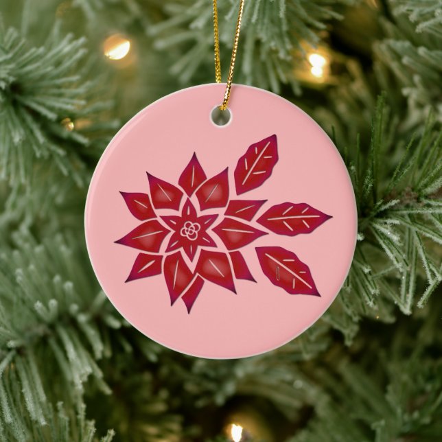 Poinsettia (red) ceramic tree decoration (Tree)