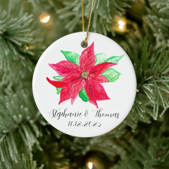 Poinsettia Red Floral Christmas Flower Wedding Ceramic Tree Decoration (Tree)