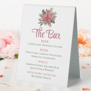Poinsettia Red Floral Christmas Wedding Bar