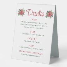 Poinsettia Red Floral Christmas Wedding Drinks