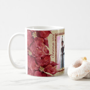 Poinsettia Red Frame Christmas Mug