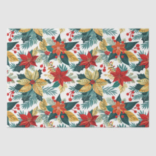 Poinsettia Retro Festive Christmas Tissue Paper