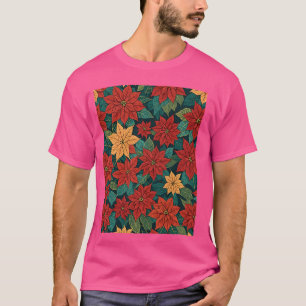 Poinsettia Retro Style Abstract Art Complementary T-Shirt