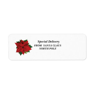 Poinsettia Return Address Label