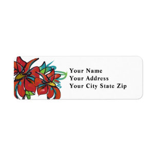 Poinsettia Return Address Label