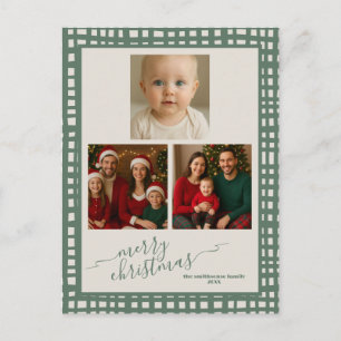 Poinsettia Sage Green Christmas Photos Postcard