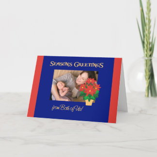 Poinsettia Season's Greetings From Both of Us Holiday Card