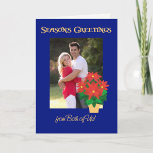Poinsettia Season's Greetings From Both Photo Holiday Card
