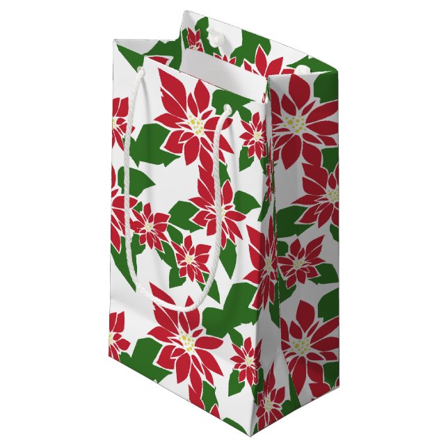 Poinsettia Small Gift Bag (Front Angled)