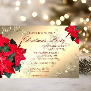Poinsettia Snowflakes,Corporate Christmas Party Invitation
