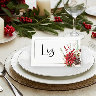 Poinsettia spray place card
