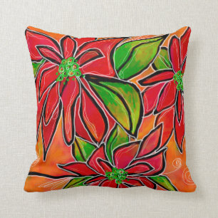 Poinsettia Square Pillow