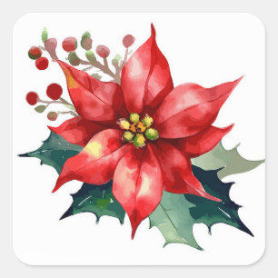 Poinsettia Square Sticker