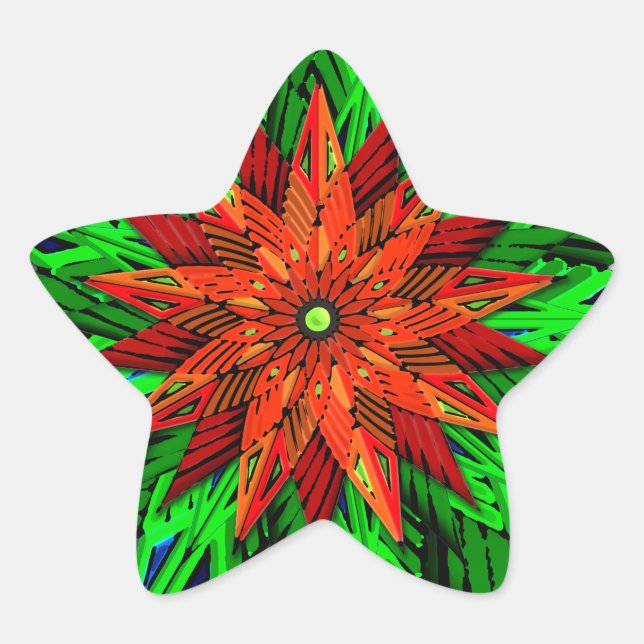Poinsettia (Star Shape Stickers) Star Sticker (Front)