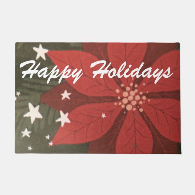 Poinsettia & Stars Doormat (Front)