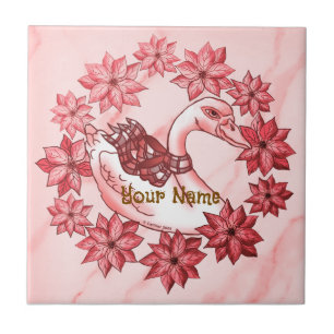 Poinsettia Swan Tile