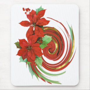 Poinsettia Swirl Mouse Mat